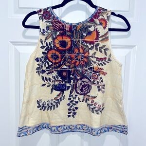 Cantao Brazilian designer vintage swing tank top floral birds of paradise Medium